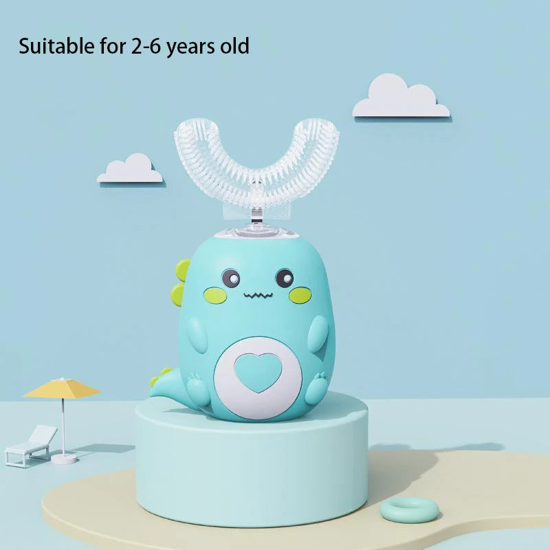 Kids U-Shaped Smart Electric Toothbrush – 360° Rechargeable Cartoon Design