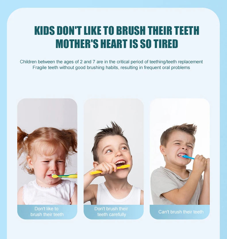 Kids U-Shaped Smart Electric Toothbrush – 360° Rechargeable Cartoon Design
