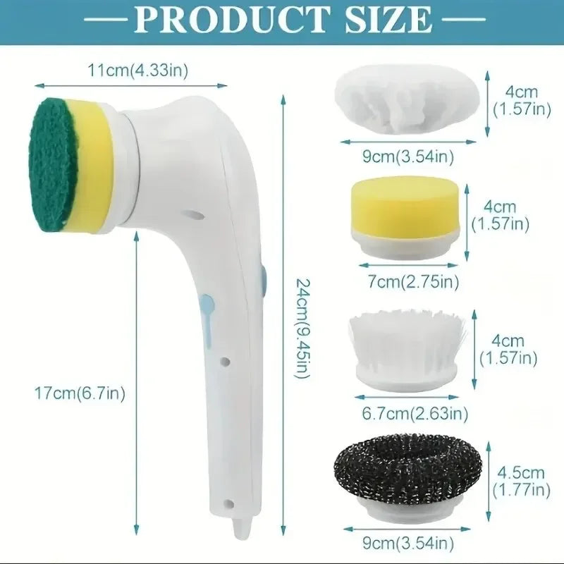 Electric 5-in-1 Cleaning Brush – Bathroom & Kitchen Scrubber