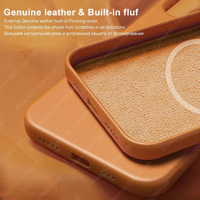 Official Magnetic Leather Case for iPhone 16/15/14/13 Series (Magsafe Compatible)
