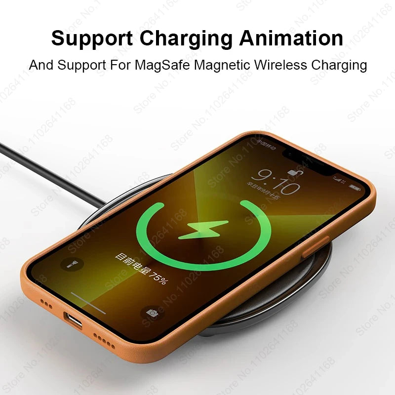 Official Magnetic Leather Case for iPhone 16/15/14/13 Series (Magsafe Compatible)