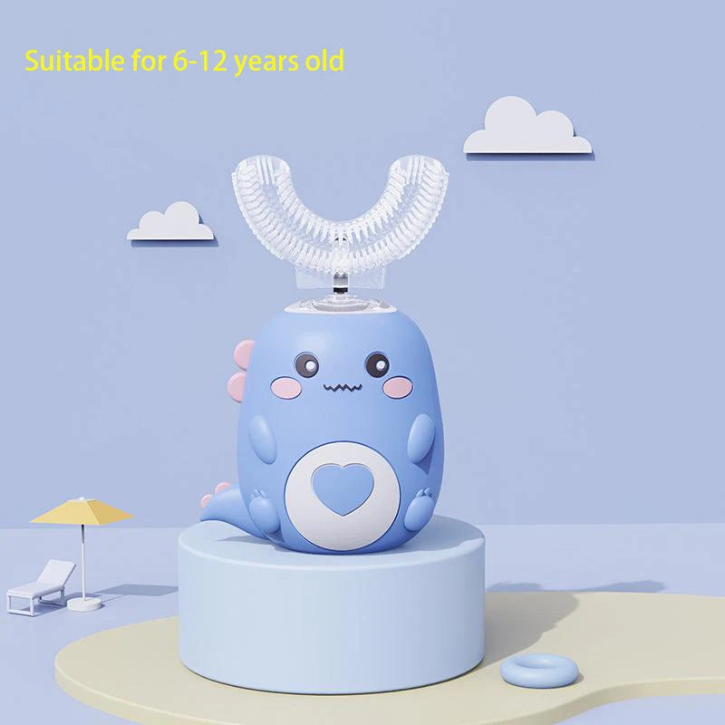 Kids U-Shaped Smart Electric Toothbrush – 360° Rechargeable Cartoon Design