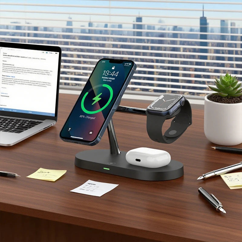 3-in-1 Wireless Charging Station – Fast Charger for iPhone, Apple Watch & AirPods