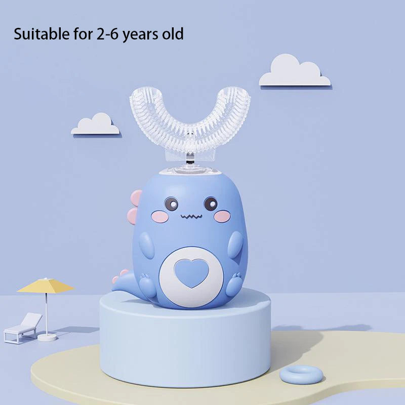Kids U-Shaped Smart Electric Toothbrush – 360° Rechargeable Cartoon Design