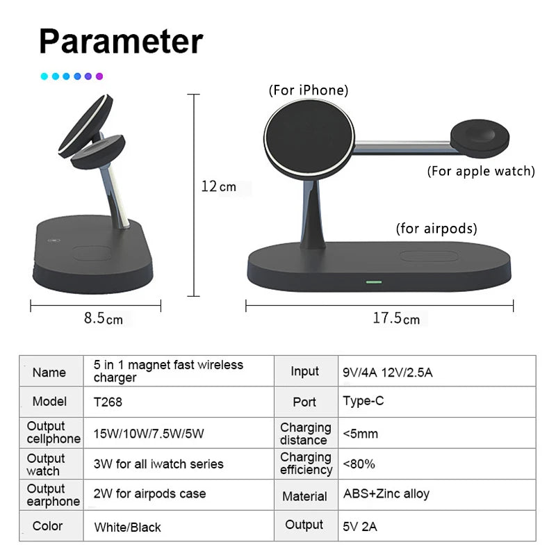 3-in-1 Wireless Charging Station – Fast Charger for iPhone, Apple Watch & AirPods