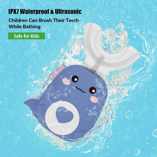 Kids U-Shaped Smart Electric Toothbrush – 360° Rechargeable Cartoon Design