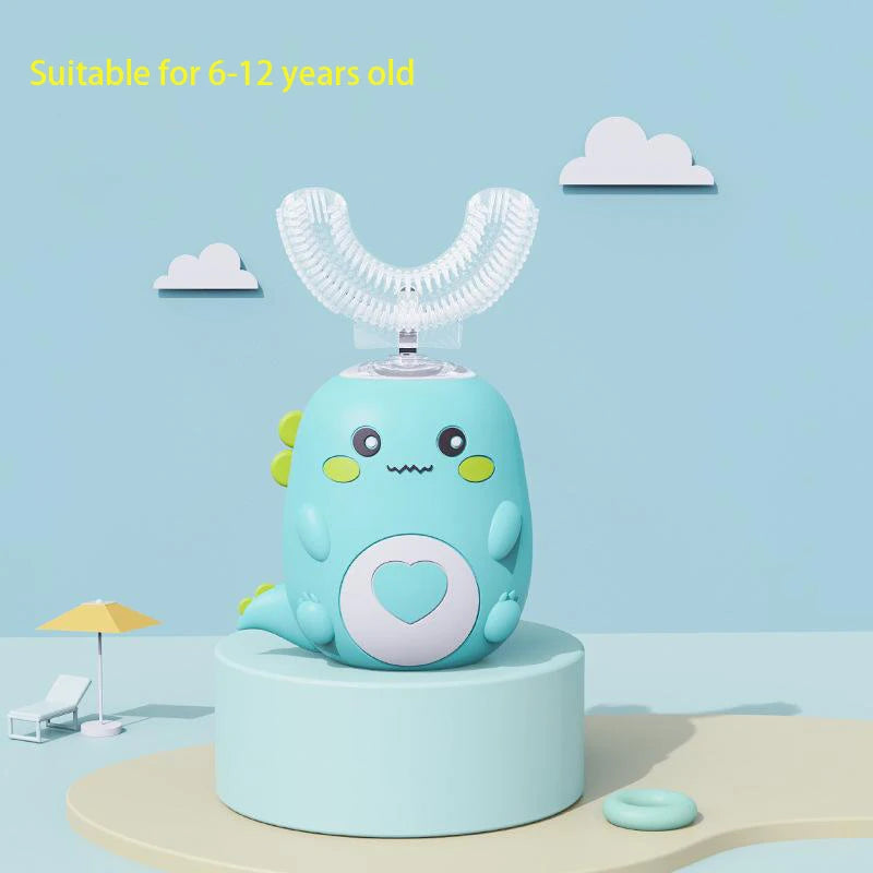 Kids U-Shaped Smart Electric Toothbrush – 360° Rechargeable Cartoon Design
