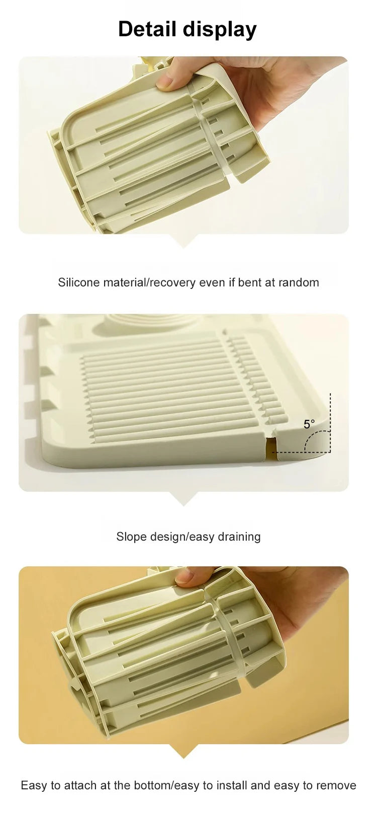 44.5*14.5cm silicone Faucet Draining Matkitchen Sink,Splash Guard, Heightened Non Slip Protects Sinks From Splashing,Soap Dispen