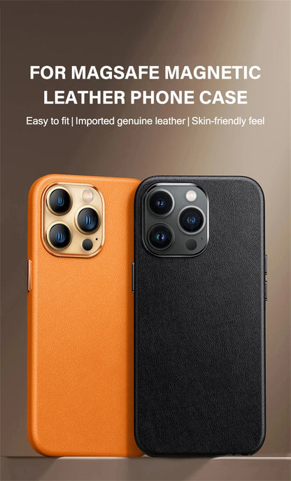 Official Magnetic Leather Case for iPhone 16/15/14/13 Series (Magsafe Compatible)