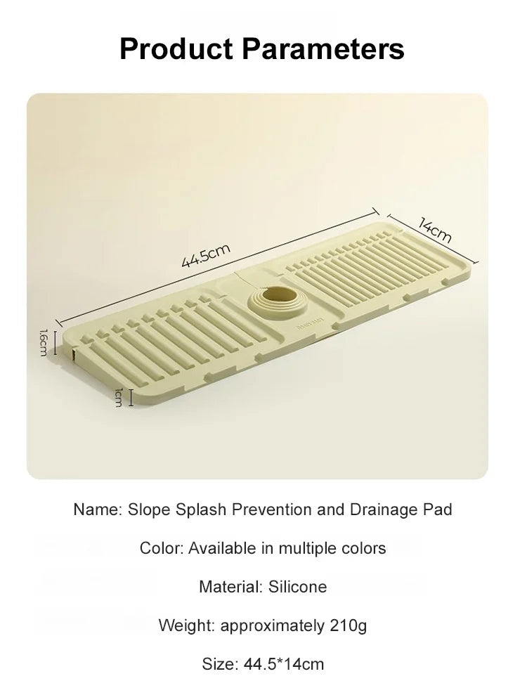 44.5*14.5cm silicone Faucet Draining Matkitchen Sink,Splash Guard, Heightened Non Slip Protects Sinks From Splashing,Soap Dispen