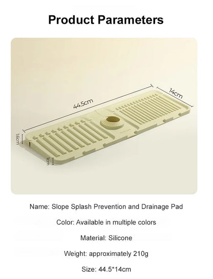 44.5*14.5cm silicone Faucet Draining Matkitchen Sink,Splash Guard, Heightened Non Slip Protects Sinks From Splashing,Soap Dispen