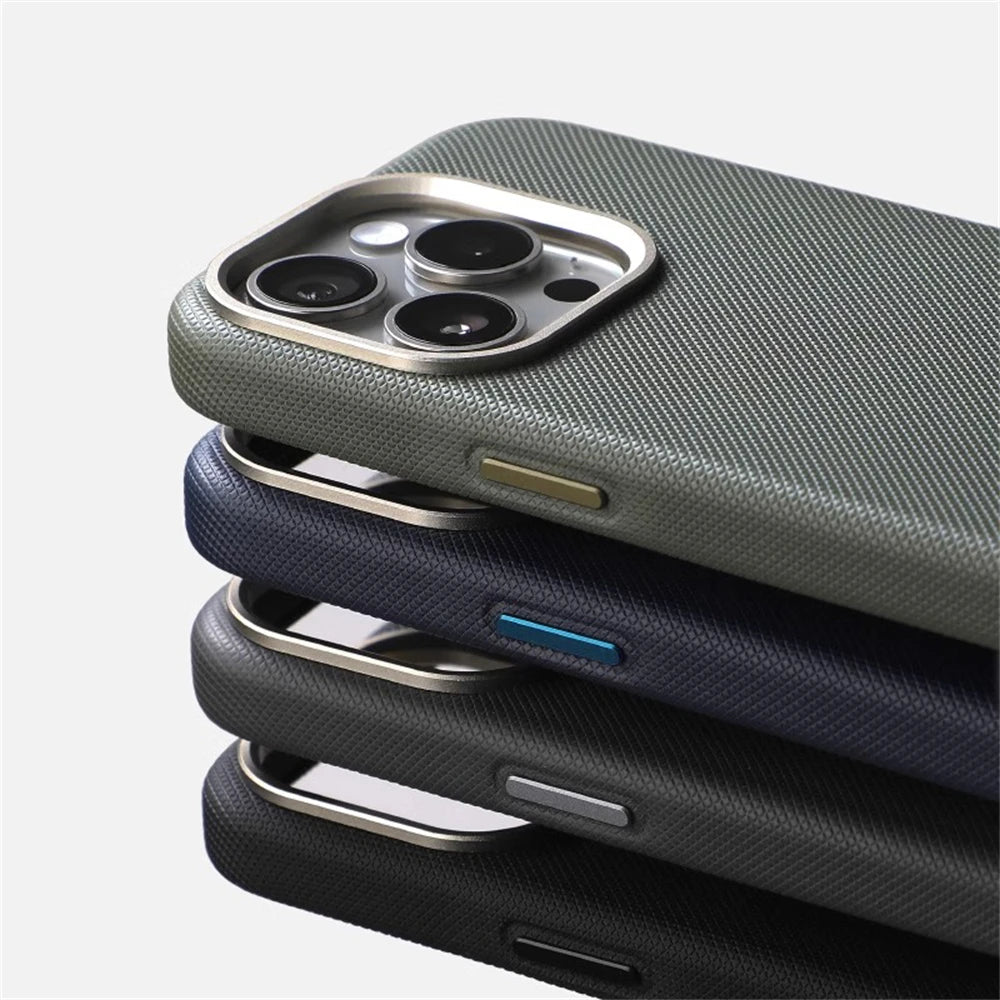 Luxury PU Leather Magnetic iPhone Case with Alloy Lens Frame – MagSafe Compatible