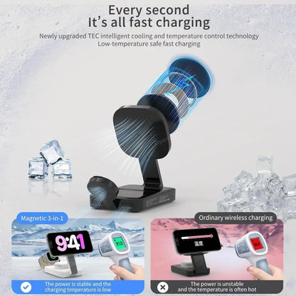 VIKEFON™ 3-in-1 Foldable Magnetic Wireless Charging Station (iPhone, Apple Watch & AirPods)