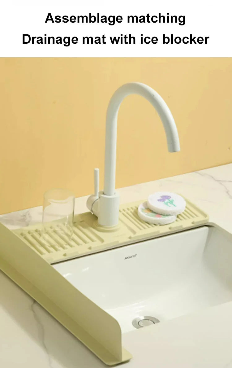 44.5*14.5cm silicone Faucet Draining Matkitchen Sink,Splash Guard, Heightened Non Slip Protects Sinks From Splashing,Soap Dispen