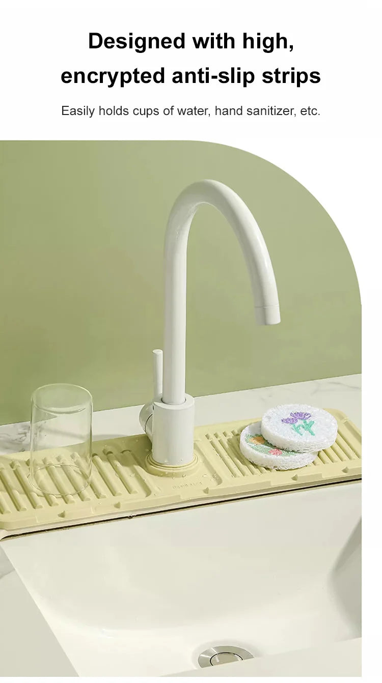 44.5*14.5cm silicone Faucet Draining Matkitchen Sink,Splash Guard, Heightened Non Slip Protects Sinks From Splashing,Soap Dispen