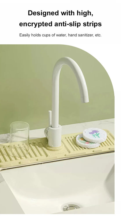 44.5*14.5cm silicone Faucet Draining Matkitchen Sink,Splash Guard, Heightened Non Slip Protects Sinks From Splashing,Soap Dispen