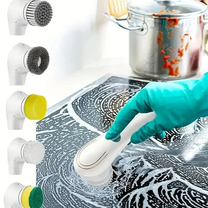 Electric 5-in-1 Cleaning Brush – Bathroom & Kitchen Scrubber