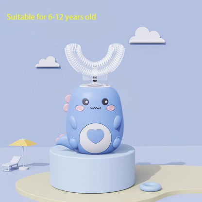 Kids U-Shaped Smart Electric Toothbrush – 360° Rechargeable Cartoon Design
