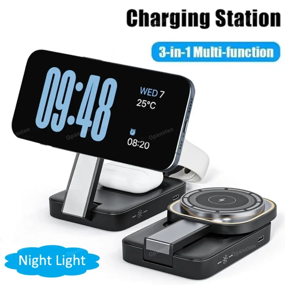 VIKEFON™ 3-in-1 Foldable Magnetic Wireless Charging Station (iPhone, Apple Watch & AirPods)