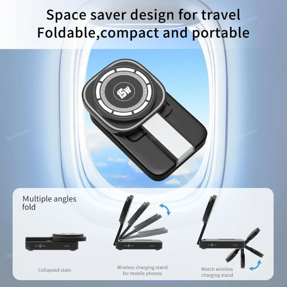 VIKEFON™ 3-in-1 Foldable Magnetic Wireless Charging Station (iPhone, Apple Watch & AirPods)