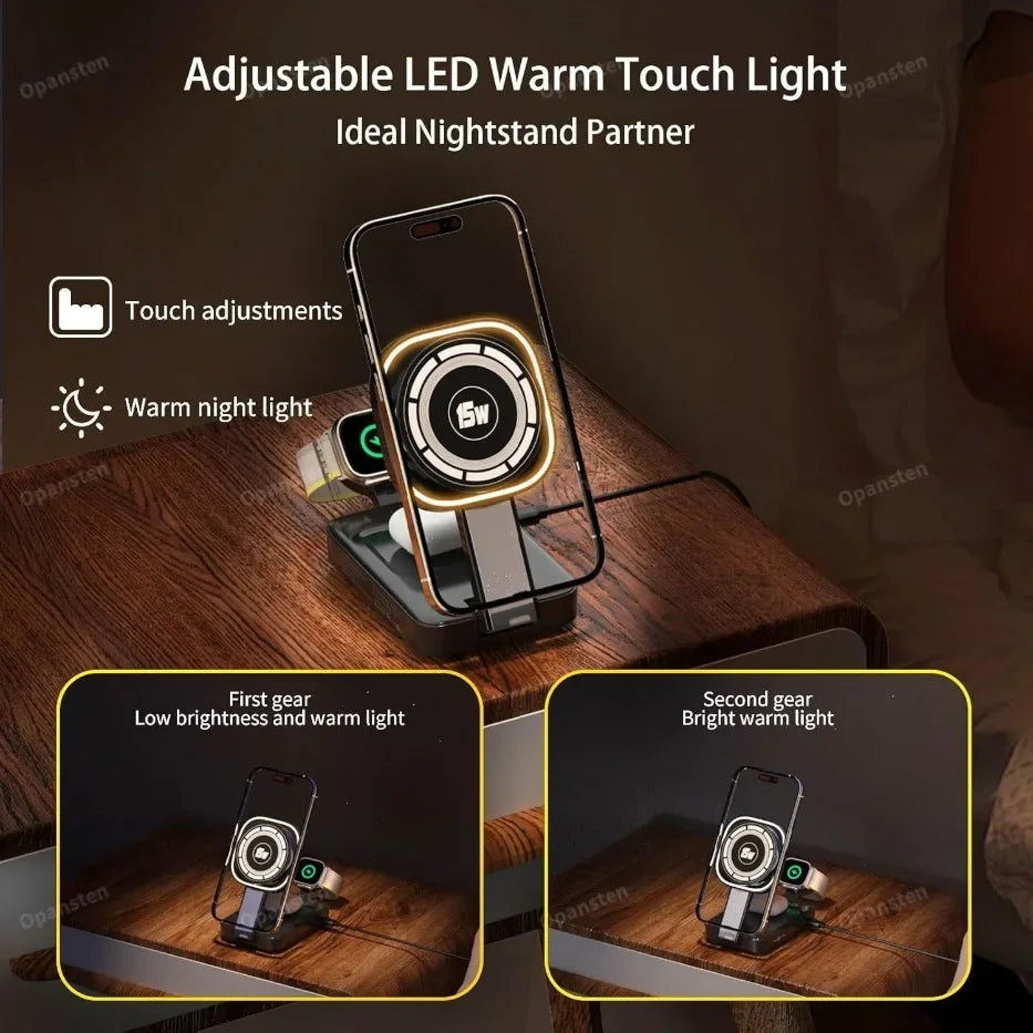 VIKEFON™ 3-in-1 Foldable Magnetic Wireless Charging Station (iPhone, Apple Watch & AirPods)