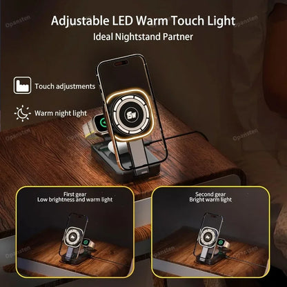 VIKEFON™ 3-in-1 Foldable Magnetic Wireless Charging Station (iPhone, Apple Watch & AirPods)