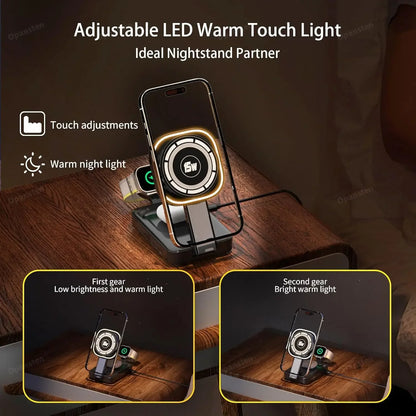 VIKEFON™ 3-in-1 Foldable Magnetic Wireless Charging Station (iPhone, Apple Watch & AirPods)