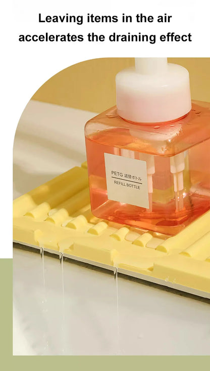 44.5*14.5cm silicone Faucet Draining Matkitchen Sink,Splash Guard, Heightened Non Slip Protects Sinks From Splashing,Soap Dispen