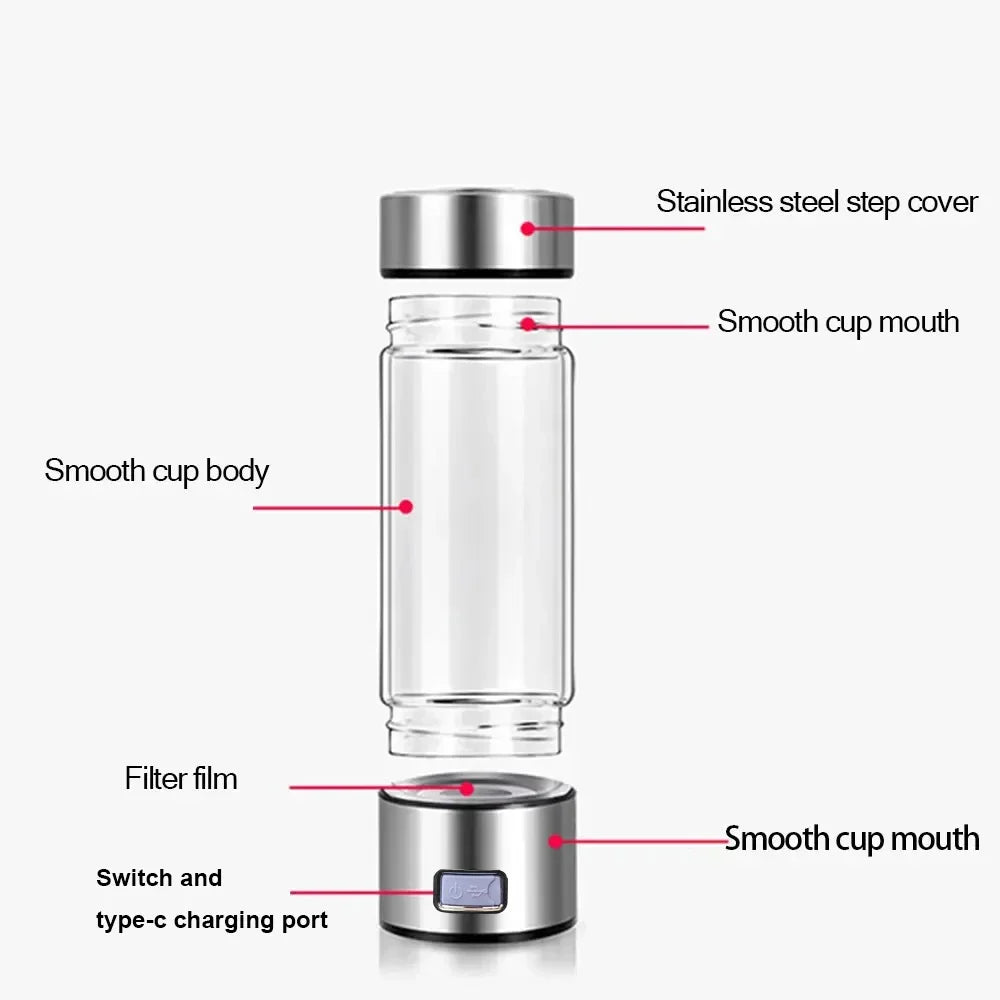 Hydrogen Water Bottle – Portable Antioxidant Ionizer (420ml, Titanium Filter