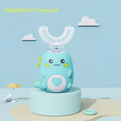 Kids U-Shaped Smart Electric Toothbrush – 360° Rechargeable Cartoon Design