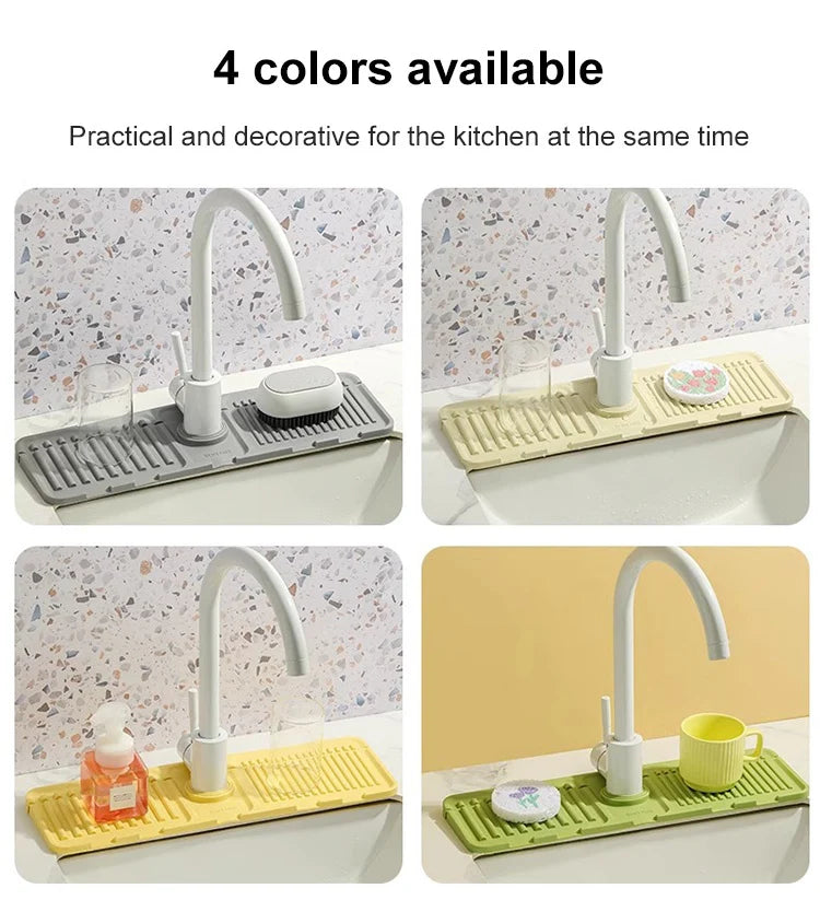 44.5*14.5cm silicone Faucet Draining Matkitchen Sink,Splash Guard, Heightened Non Slip Protects Sinks From Splashing,Soap Dispen