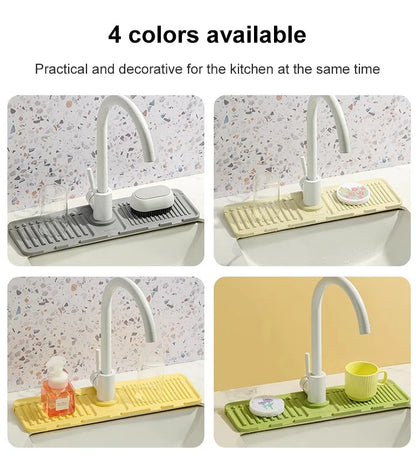 44.5*14.5cm silicone Faucet Draining Matkitchen Sink,Splash Guard, Heightened Non Slip Protects Sinks From Splashing,Soap Dispen