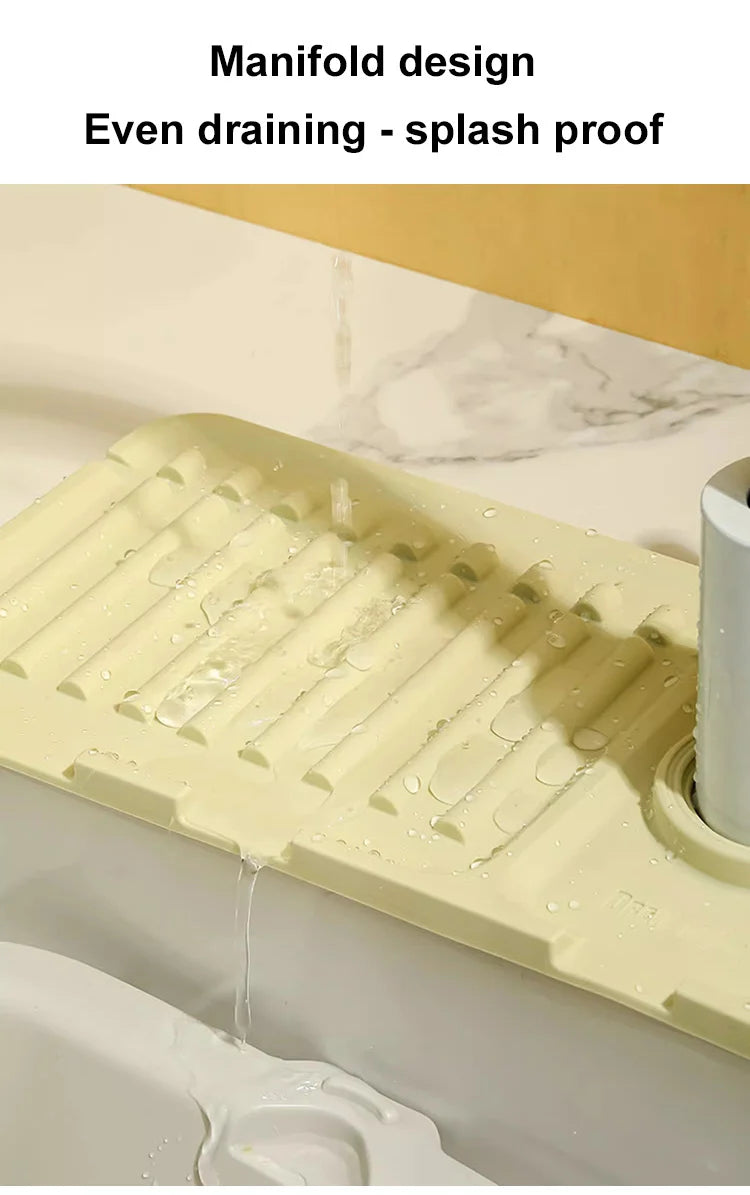 44.5*14.5cm silicone Faucet Draining Matkitchen Sink,Splash Guard, Heightened Non Slip Protects Sinks From Splashing,Soap Dispen