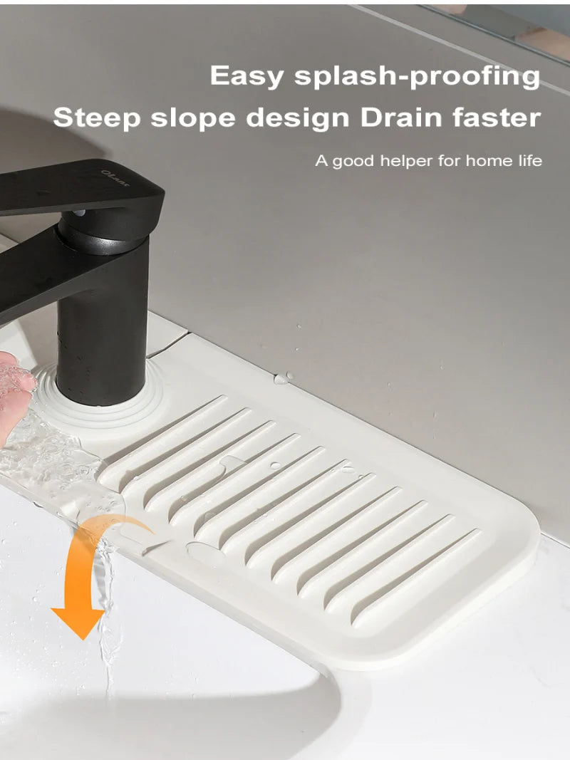 44.5*14.5cm silicone Faucet Draining Matkitchen Sink,Splash Guard, Heightened Non Slip Protects Sinks From Splashing,Soap Dispen