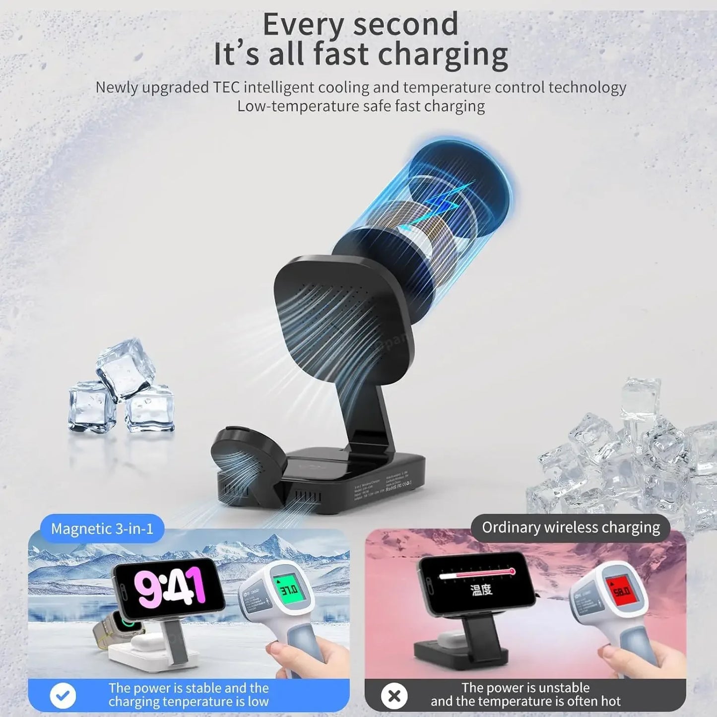 VIKEFON™ 3-in-1 Foldable Magnetic Wireless Charging Station (iPhone, Apple Watch & AirPods)