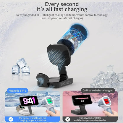 VIKEFON™ 3-in-1 Foldable Magnetic Wireless Charging Station (iPhone, Apple Watch & AirPods)