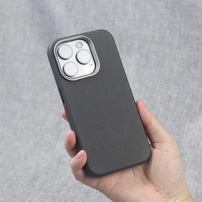 Luxury PU Leather Magnetic iPhone Case with Alloy Lens Frame – MagSafe Compatible