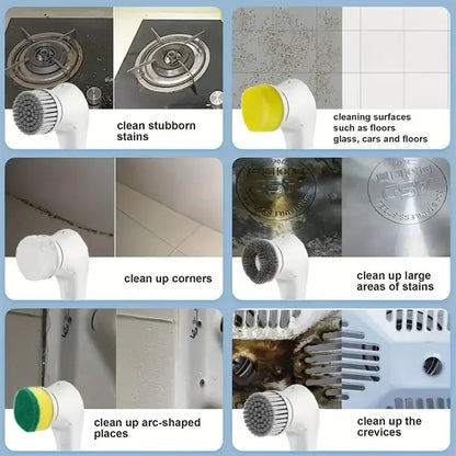 Electric 5-in-1 Cleaning Brush – Bathroom & Kitchen Scrubber